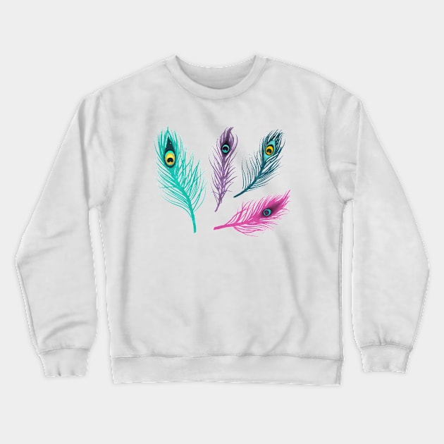 Peacock Feather Crewneck Sweatshirt by Mako Design 